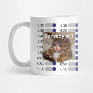 Setting alarms sad cat Mug